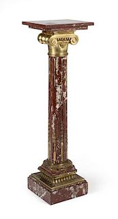 French gilt bronze-mounted marble pedestal stand