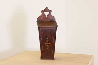 A George III strung and inlaid mahogany candle box,