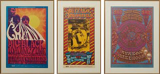 Three Vintage Bill Graham Music Concert Posters, for Buffalo Springfield, BG-98, Dec. 23-27, 1967, at the Fillmore, San Francisco; Cream, BG-109, at t