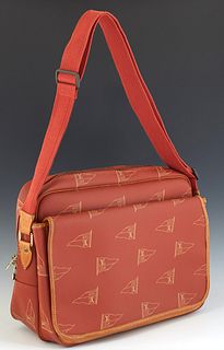 Louis Vuitton Calvi Shoulder Bag, in a red LV Cup Monogram coated canvas, with vachetta leather and golden brass hardware, with a beige lined coated c