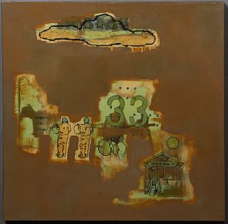 James King (New Orleans), "New Orleans House Number 33," 2007, oil on canvas, signed and dated en verso, unframed, H.- 30 in., W.- 30 in. Provenance: 