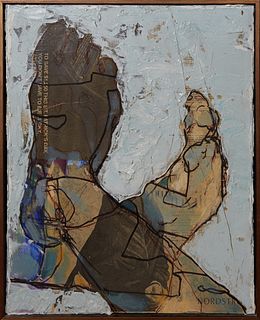 James King (New Orleans), Untitled, c. 2006, mixed media on canvas, signed and dated en verso, presented in a gilt frame, H.- 20 in., W.- 16 in., Fram