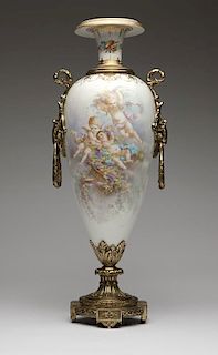 A French Sevres-style gilt bronze-mounted vase