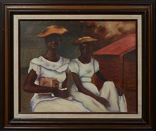 After Photograph by Fonville Winans (1911-1992, Louisiana), "Dixie Bells," 20th c., oil on board, painted by McGeown, signed lower left, presented in 