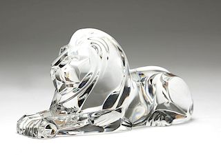 A Steuben art glass African lion