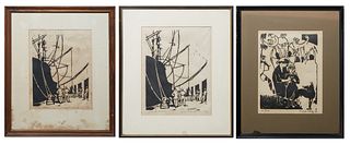Xavier de Callatay (1932-1999, Belgium/Louisiana), Three Wood Block Prints Consisting of, "La parade," 14/50, "Quai a la Nouvelle Orleans," 27/50 and 