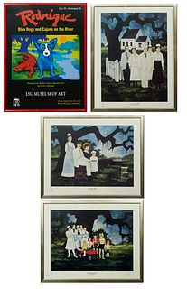 George Rodrigue (1944-2013, Louisiana), "Modern Medicine, 1985," color lithograph, 83/1000; "General Practice, 1900," color lithograph, 83/1000; "Rive