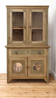 A painted oak larder cupboard,