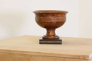 A grained beech pedestal bowl,
