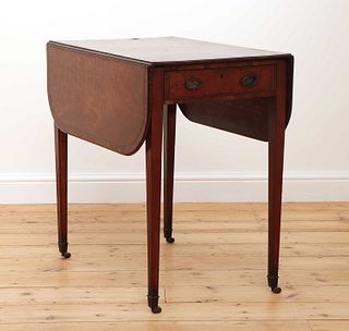 A George III strung and crossbanded satinwood Pembroke table,