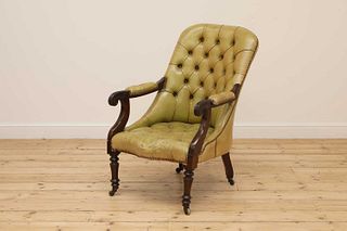 A Louis Philippe simulated rosewood library armchair,
