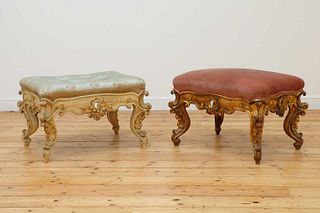 A pair of French Louis XV-style stools,