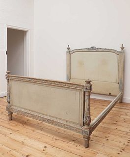 A French Louis XVI-style painted double bed,