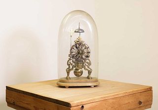 A Victorian brass skeleton clock,