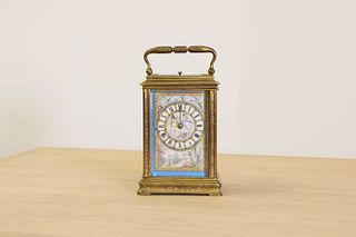 A French brass cased carriage clock,