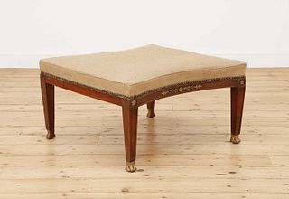 A French Empire mahogany and parcel-gilt stool,