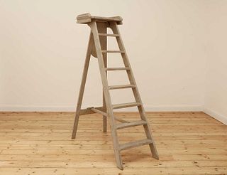 A painted artist's studio ladder,