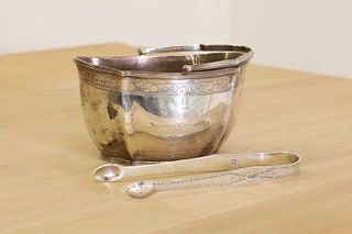 A George III silver swing-handled sugar basket,