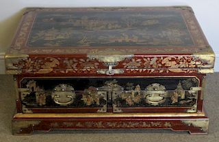 Chinese Red Lacquer Trunk.