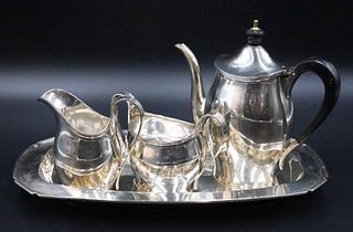 Tilden-Thurber Reeded Sterling Tea Set