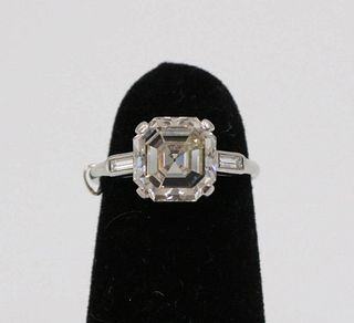 Estate Three Carat Asscher Cut Diamond Ring