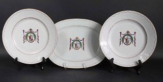 Three Chinese Export Armorial Porcelain Dishes