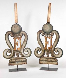 Pair of French Painted Tole Appliques