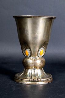 Georg Jensen No. 123 Sterling and Hardstone Vase