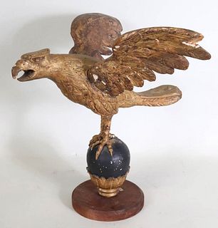 Carved Giltwood Wingspread Pilot House Eagle