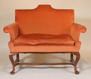 George II Style Upholstered Mahogany Settee