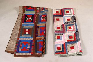 Two Pieced "Log Cabin" Quilts
