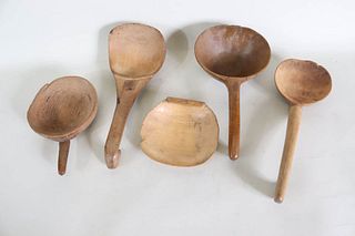 Five Carved Maple Scoops