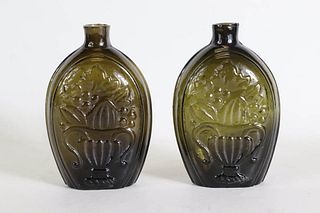Two Cornucopia-Urn Pictorial Flasks
