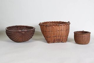 Group of Three Woven Splint Baskets