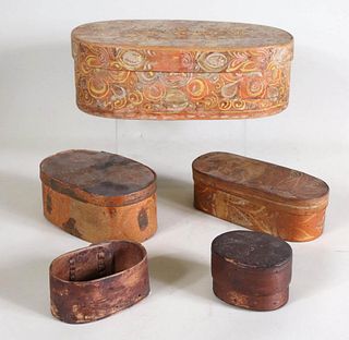 Group of Pine Band Boxes
