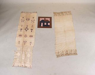 Two Pieces of Needlework on Linen