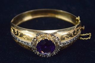 18k Gold & Purple Stone Bracelet