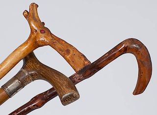 Folk Art Moose-Head Walking Stick, Plus 