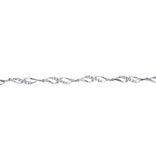 A cubic zirconia bracelet. Designed as a series of alternating cubic zirconia and polished scrolling