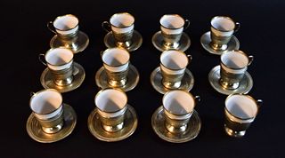 12 Cartier Sterling Demitasse Cups & Saucers