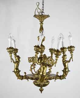 Figural Brass Chandelier