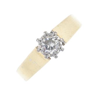 A 1970s 18ct gold diamond single-stone ring. The brilliant-cut diamond, within an illusion setting,
