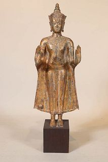 Gilt Bronze Standing Buddha Figure, 19th/20th C.