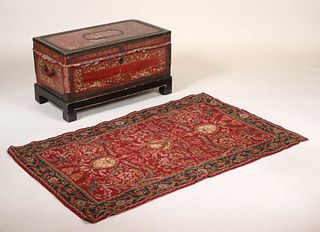 Chinese Brass-Mounted Hardwood Chest on stand