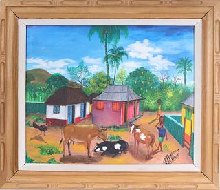 Saint-Louis Blaise, 'News of Haiti', Oil on Wood