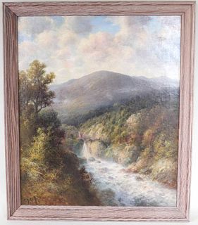 Oil on Canvas, Thomas B. Griffin, Two Waterfalls 