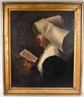 Oil on Canvas, Dutch School, Nun Reading