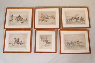 Six Thomas Carr Hand-Colored Etchings