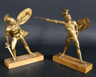 Two French Gilt-Bronze Medieval Knight Figures