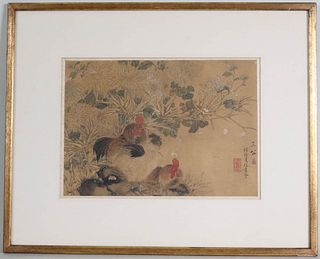 Chinese Watercolor on Silk, 19th C.